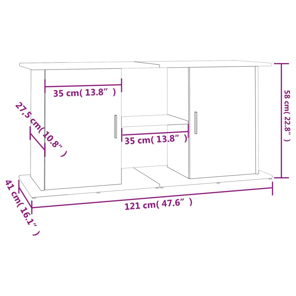 Aquarium Stand Sonoma Oak 121x41x58 cm Engineered Wood
