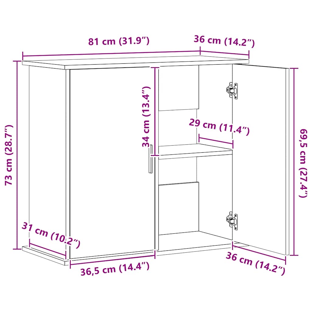 Aquarium Stand Black 81x36x73 cm Engineered Wood
