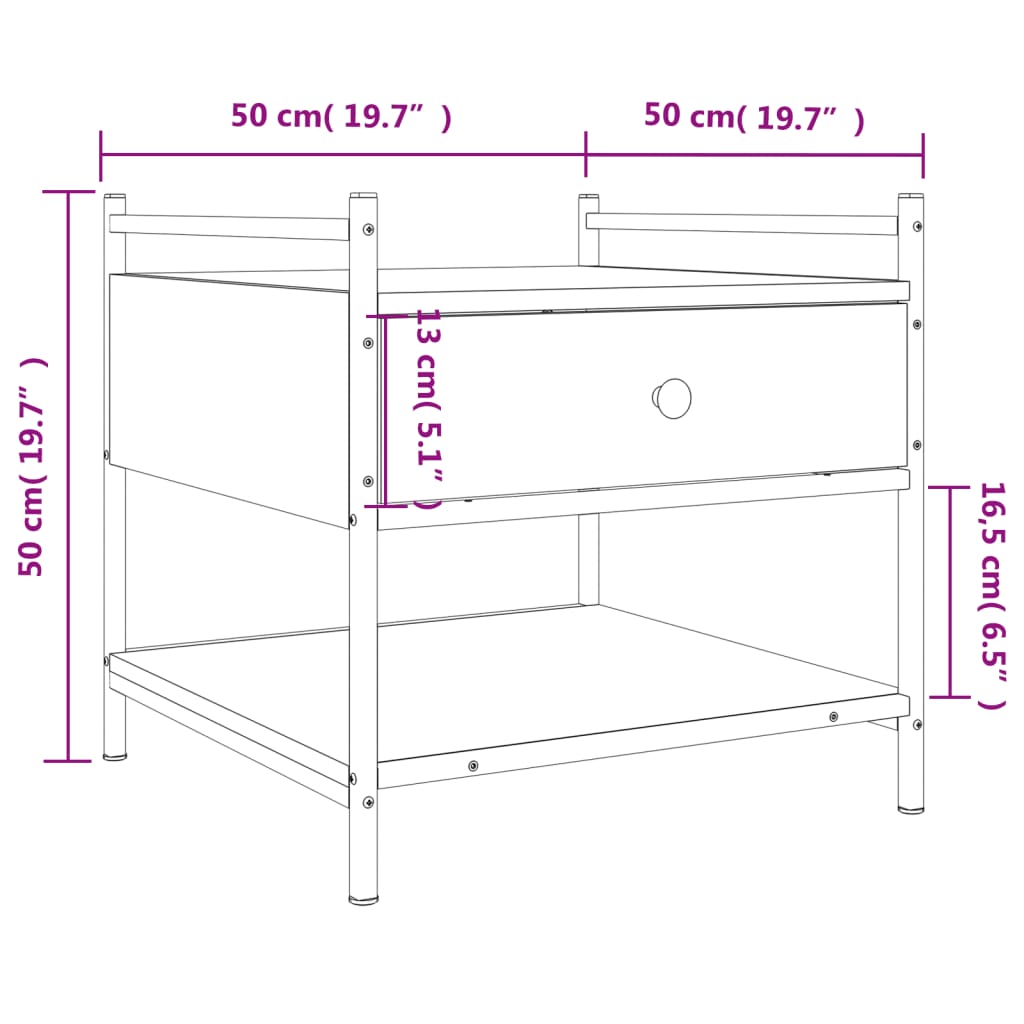 Coffee Table Grey Sonoma 50x50x50 cm Engineered Wood