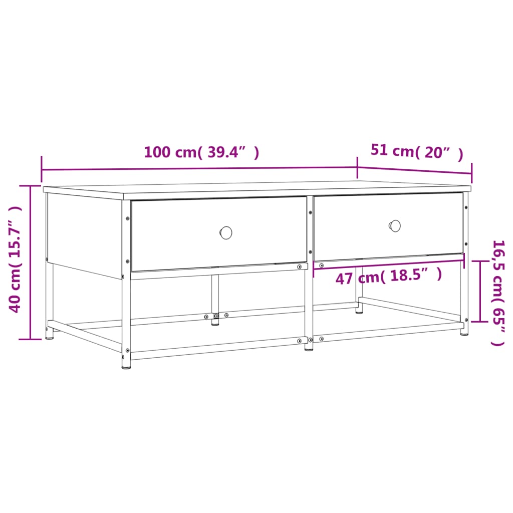 Coffee Table Black 100x51x40 cm Engineered Wood