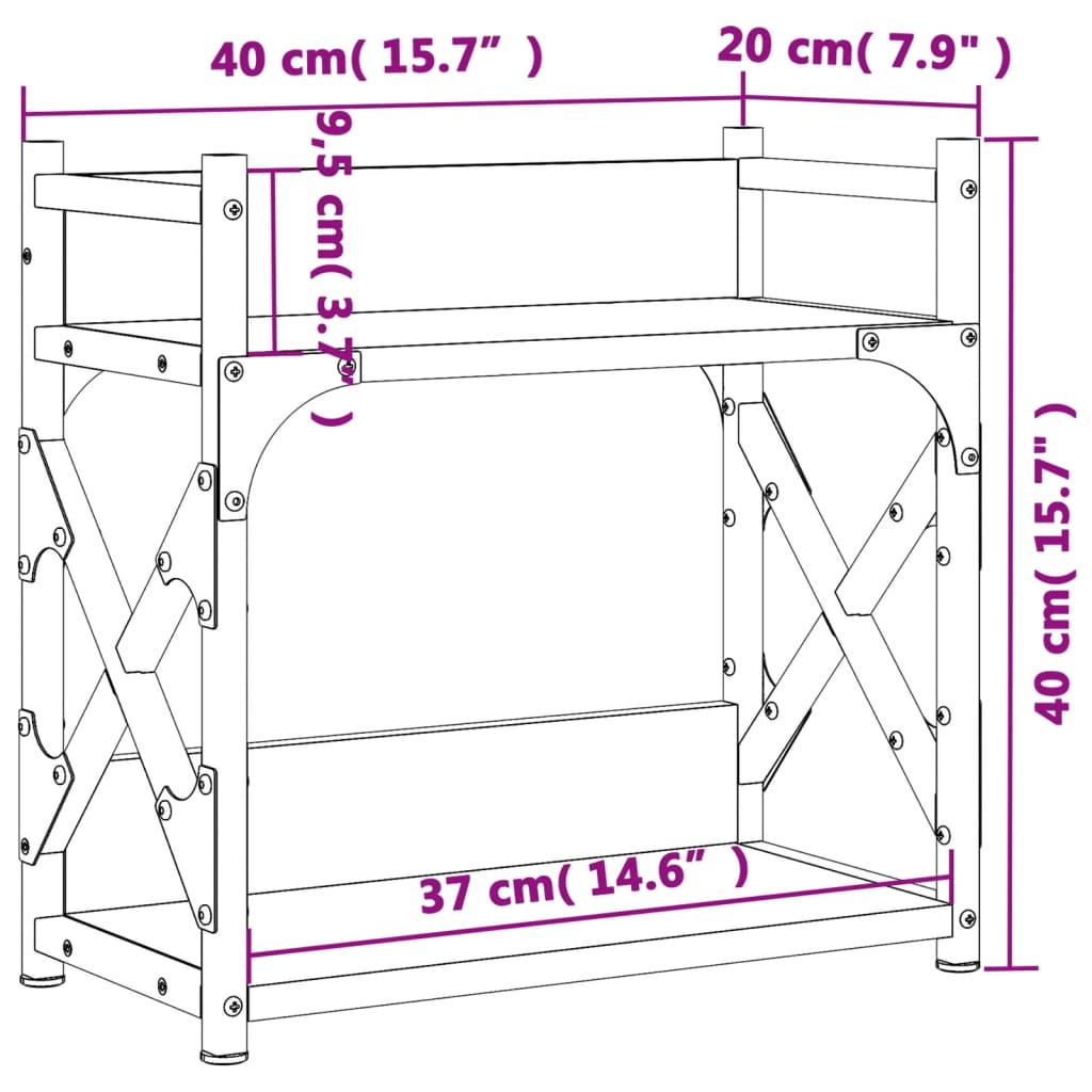 Printer Stand 2-Tier Grey Sonoma 40x20x40 cm Engineered Wood