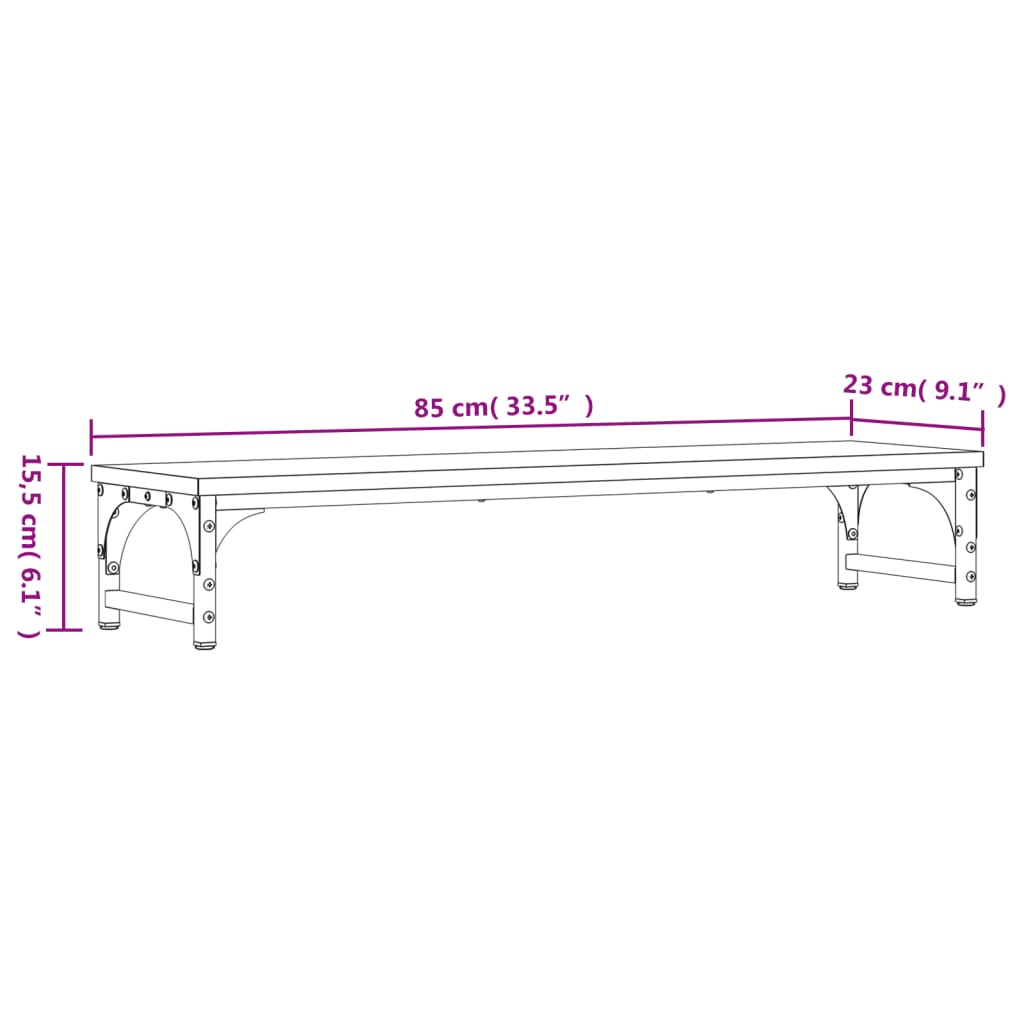 Monitor Stand Smoked Oak 85x23x15,5 cm Engineered Wood