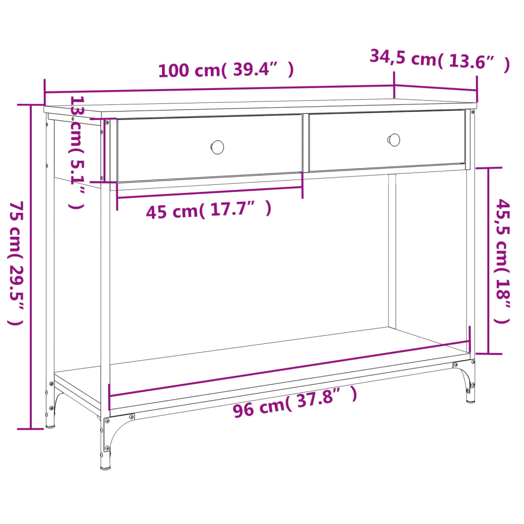 Console Table Grey Sonoma 100x34,5x75 cm Engineered Wood