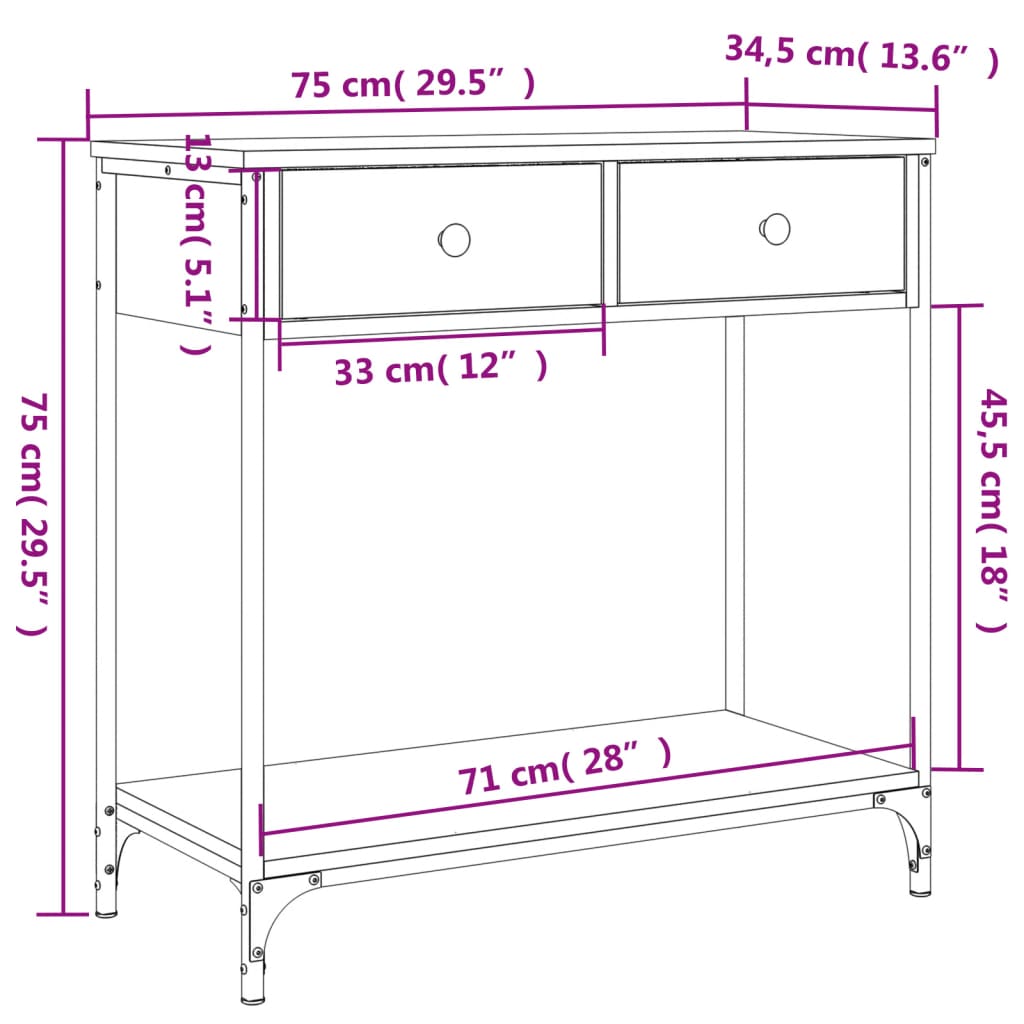 Console Table Sonoma Oak 75x34,5x75 cm Engineered Wood