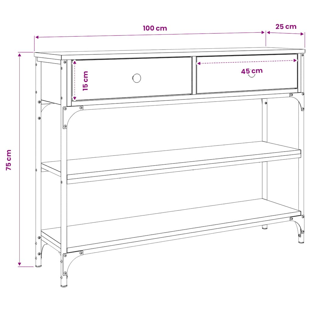 Console Table Sonoma Oak 100x25x75 cm Engineered Wood