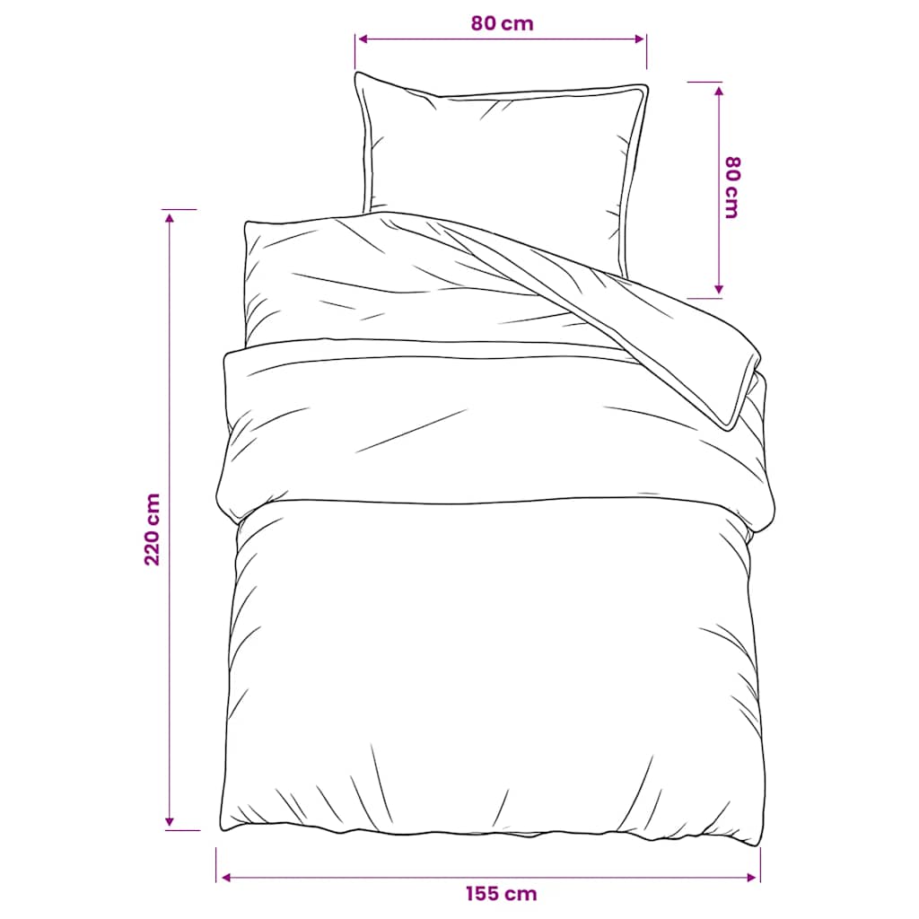 Duvet Cover Set White and Brown 155x220 cm Cotton