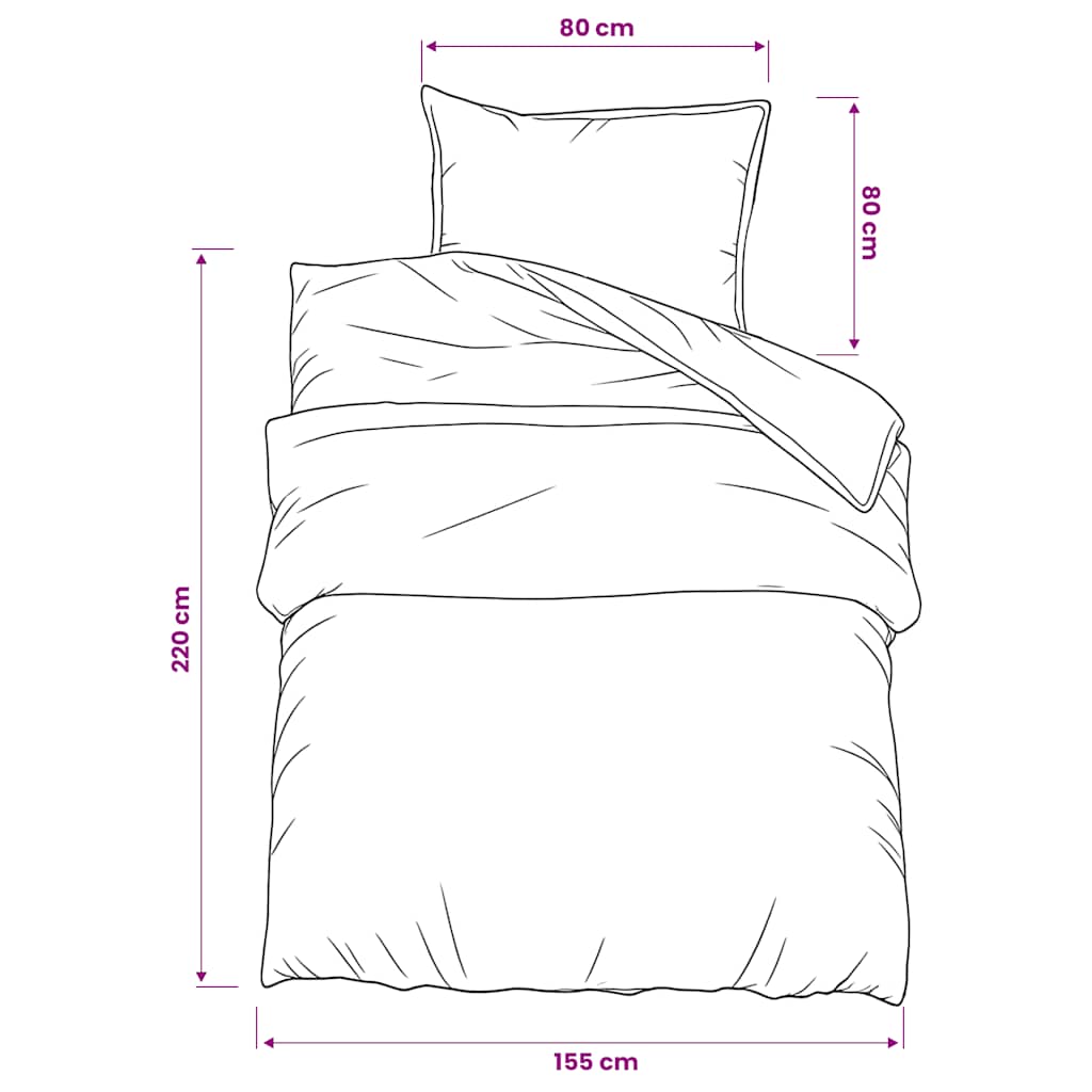 Duvet Cover Set Dark Grey 155x220 cm Cotton