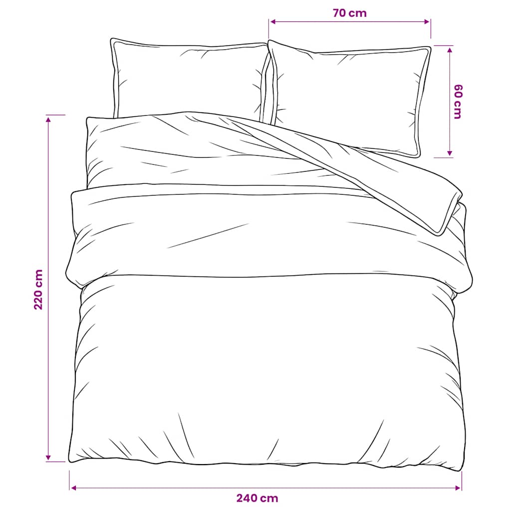 Duvet Cover Set Grey 240x220 cm Cotton