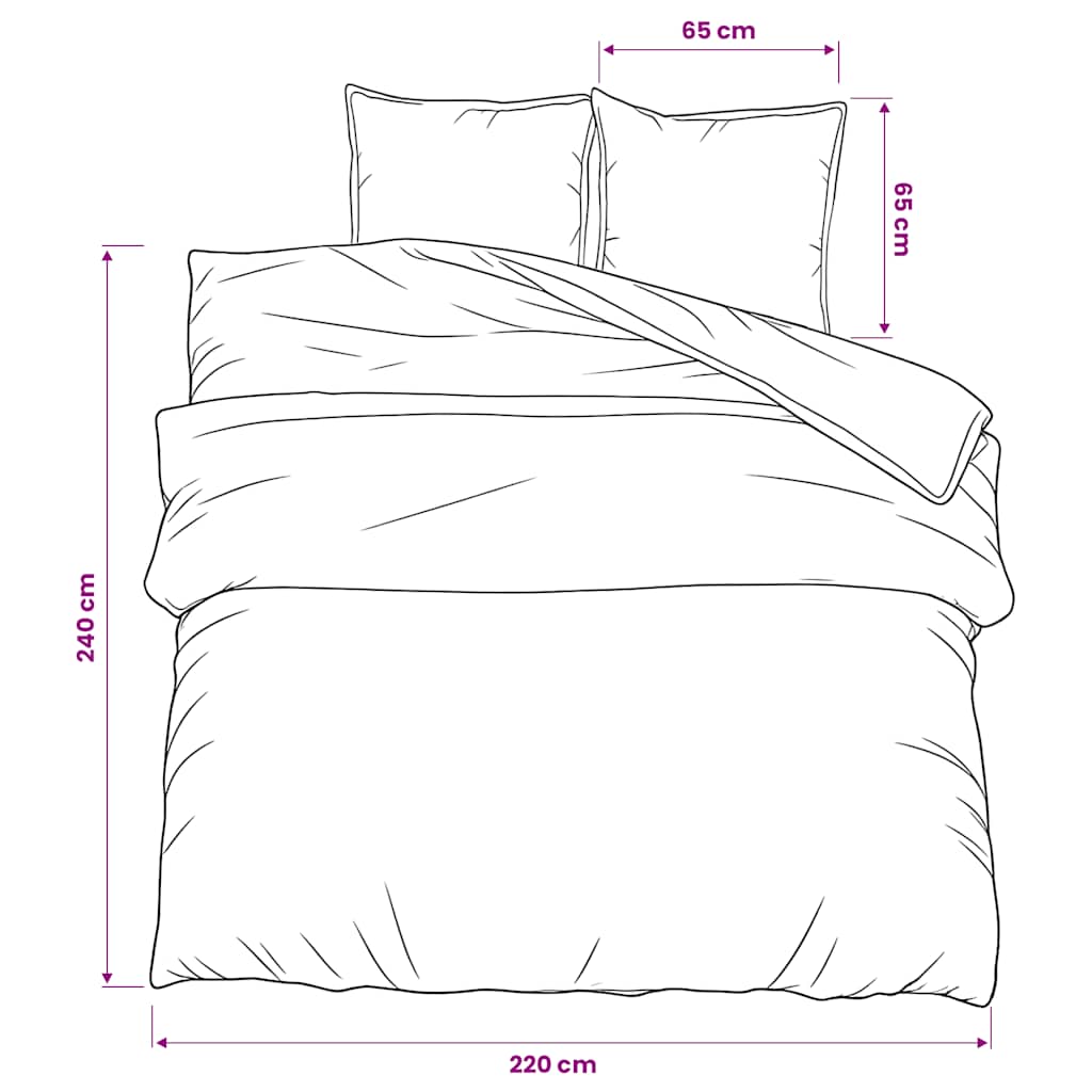Duvet Cover Set Grey 220x240 cm Cotton