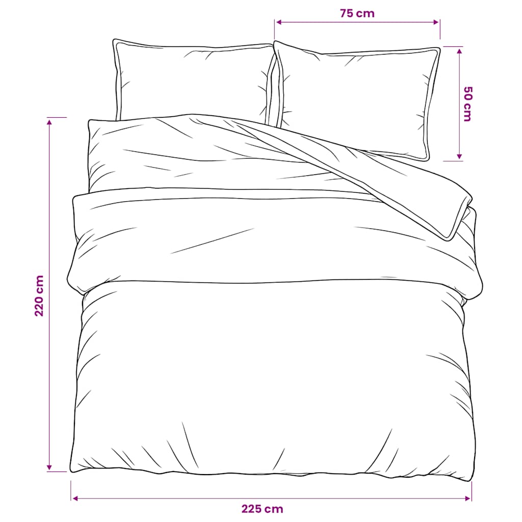 Duvet Cover Set Dark Grey 225x220 cm Cotton