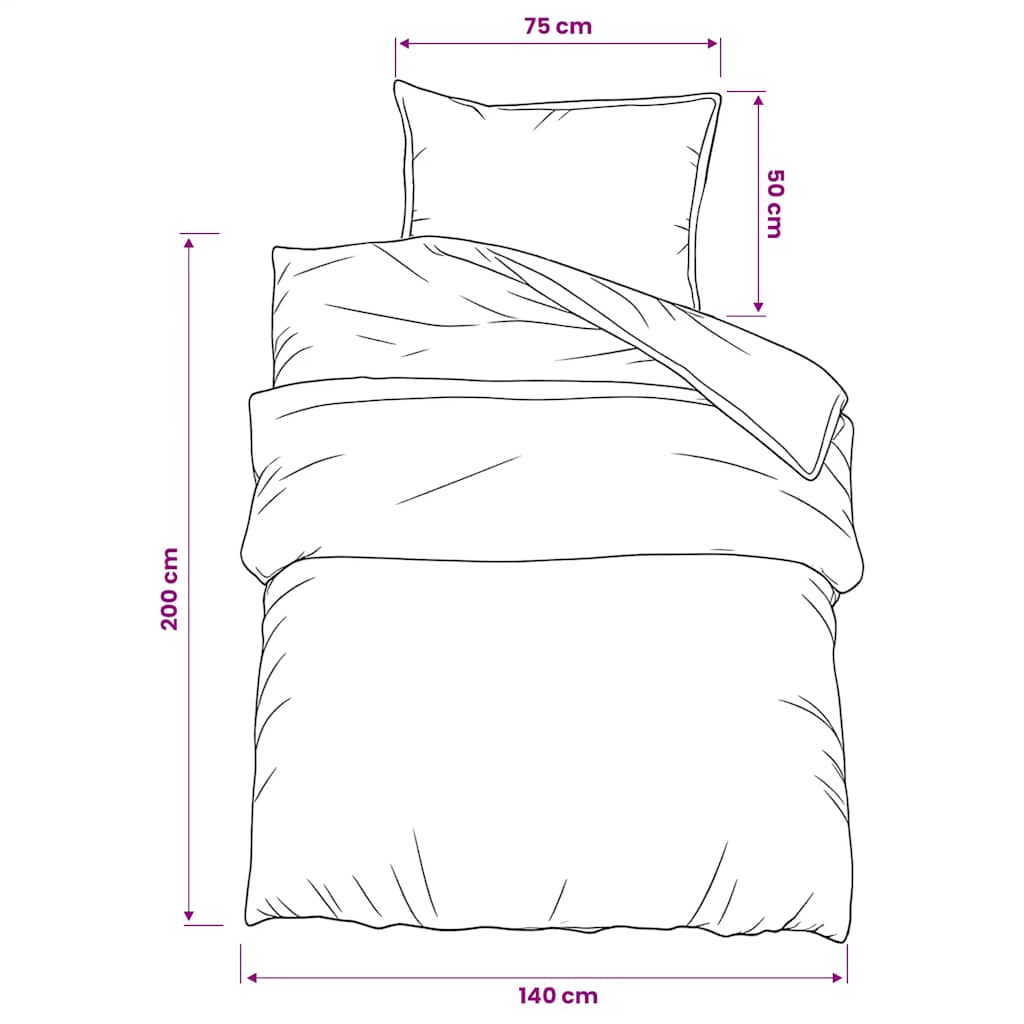 Duvet Cover Set Black and White 140x200 cm Cotton