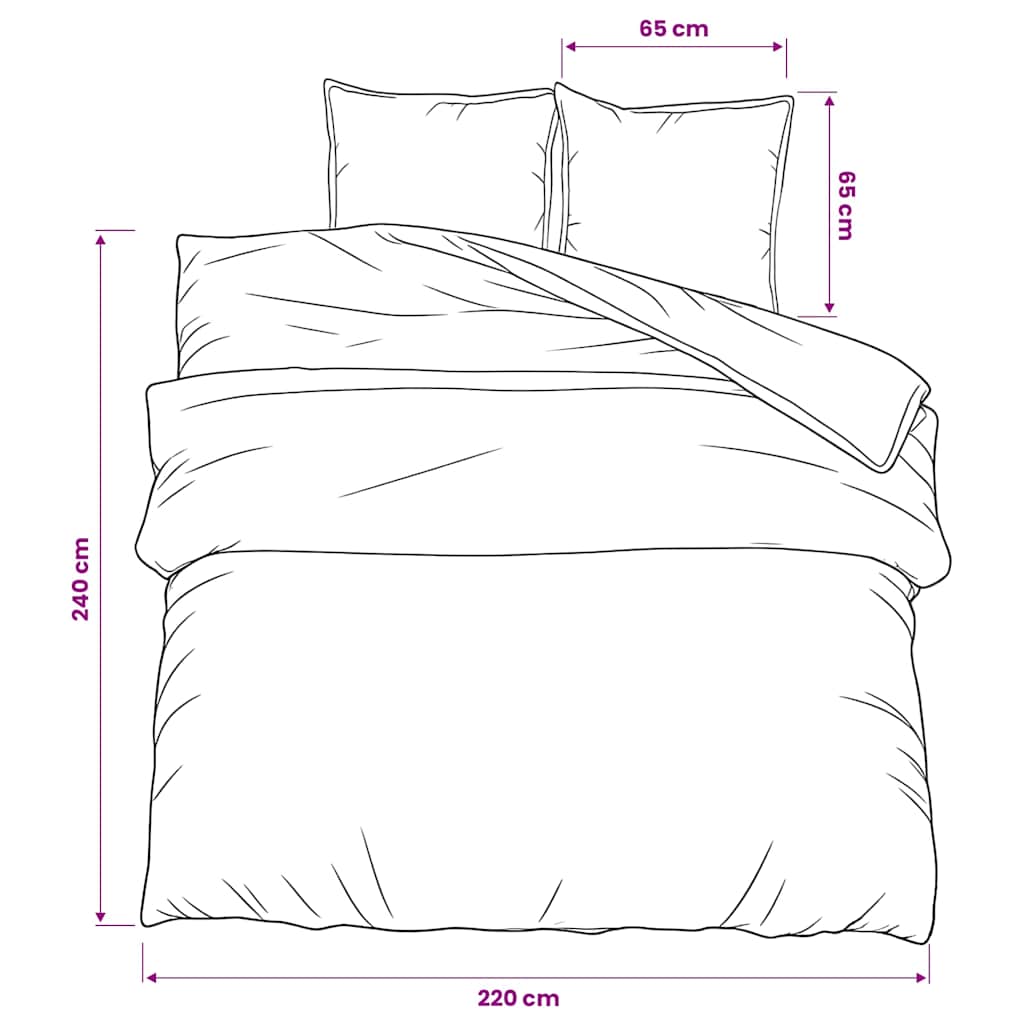 Duvet Cover Set Black 220x240 cm Cotton