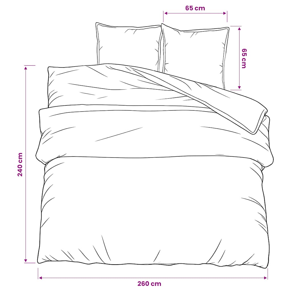 Duvet Cover Set Black 260x240 cm Cotton