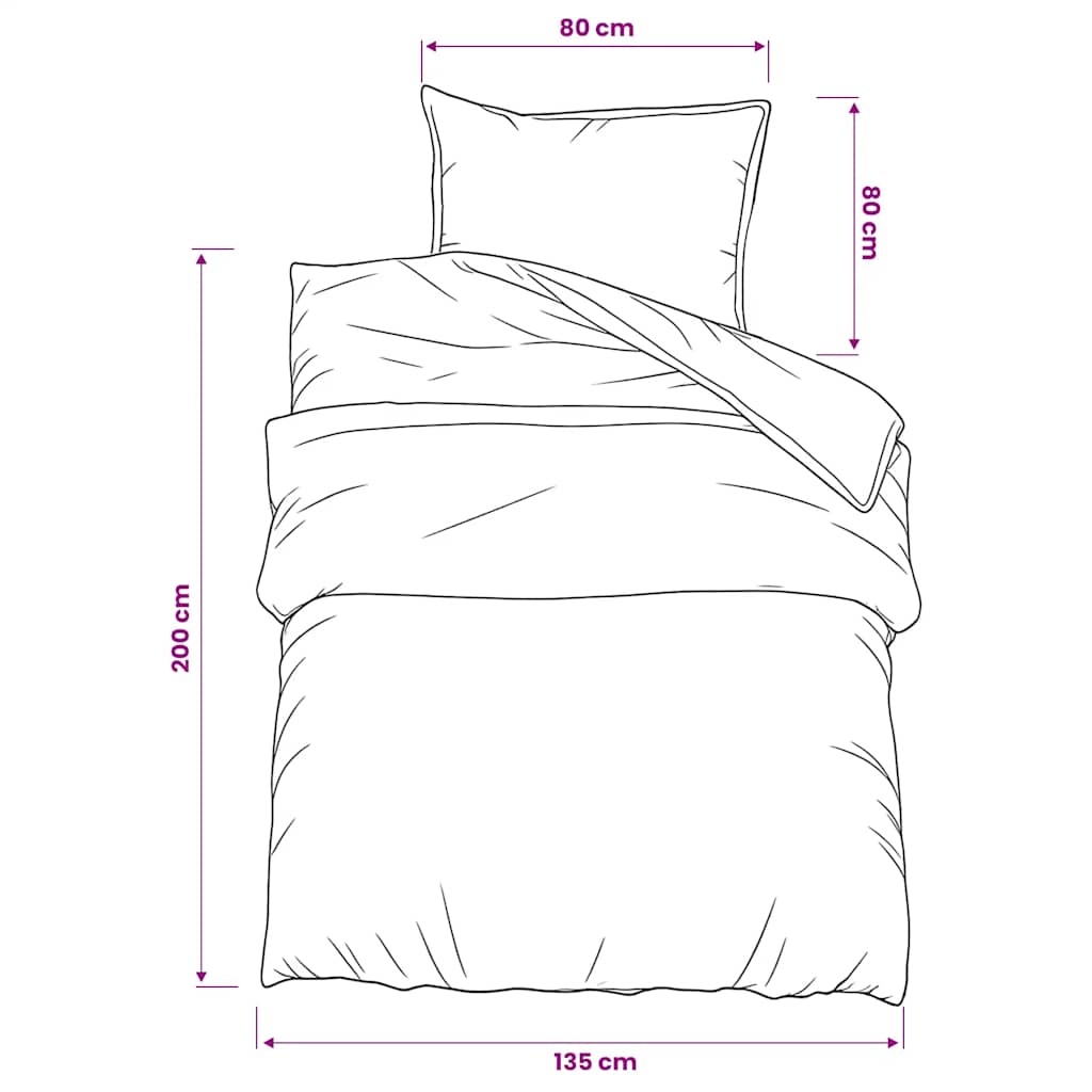 Duvet Cover Set Black 135x200 cm Cotton