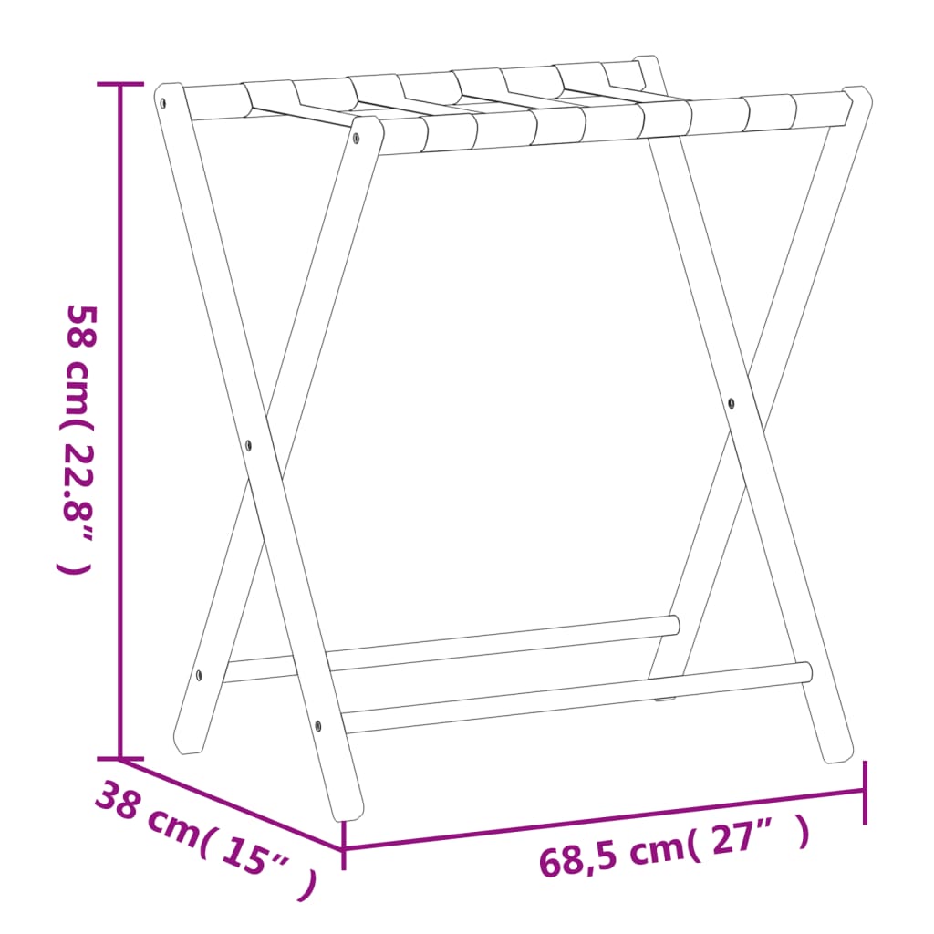 Luggage Rack Black 68,5x38x58 cm Bamboo