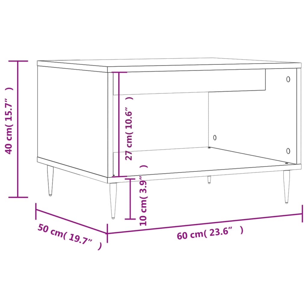 Coffee Table White 60x50x40 cm Engineered Wood