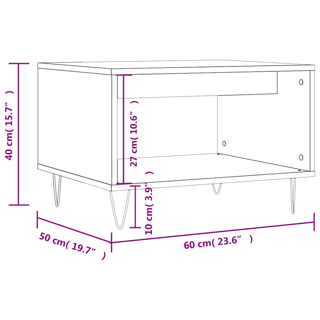Coffee Table Smoked Oak 60x50x40 cm Engineered Wood