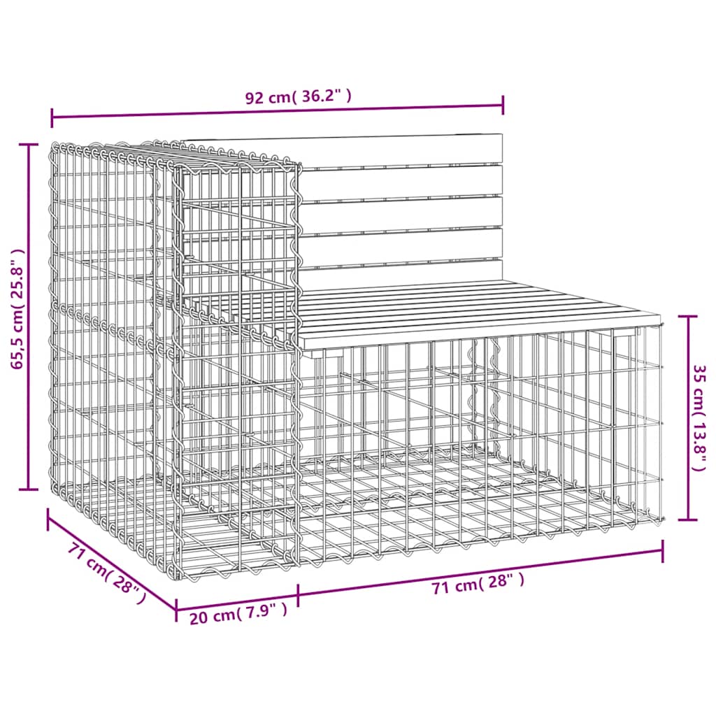 Garden Bench Gabion Design 92x71x65,5 cm Solid Wood Pine