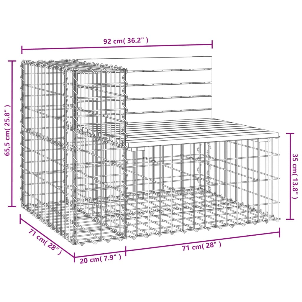 Garden Bench Gabion Design 92x71x65,5 cm Impregnated Wood Pine