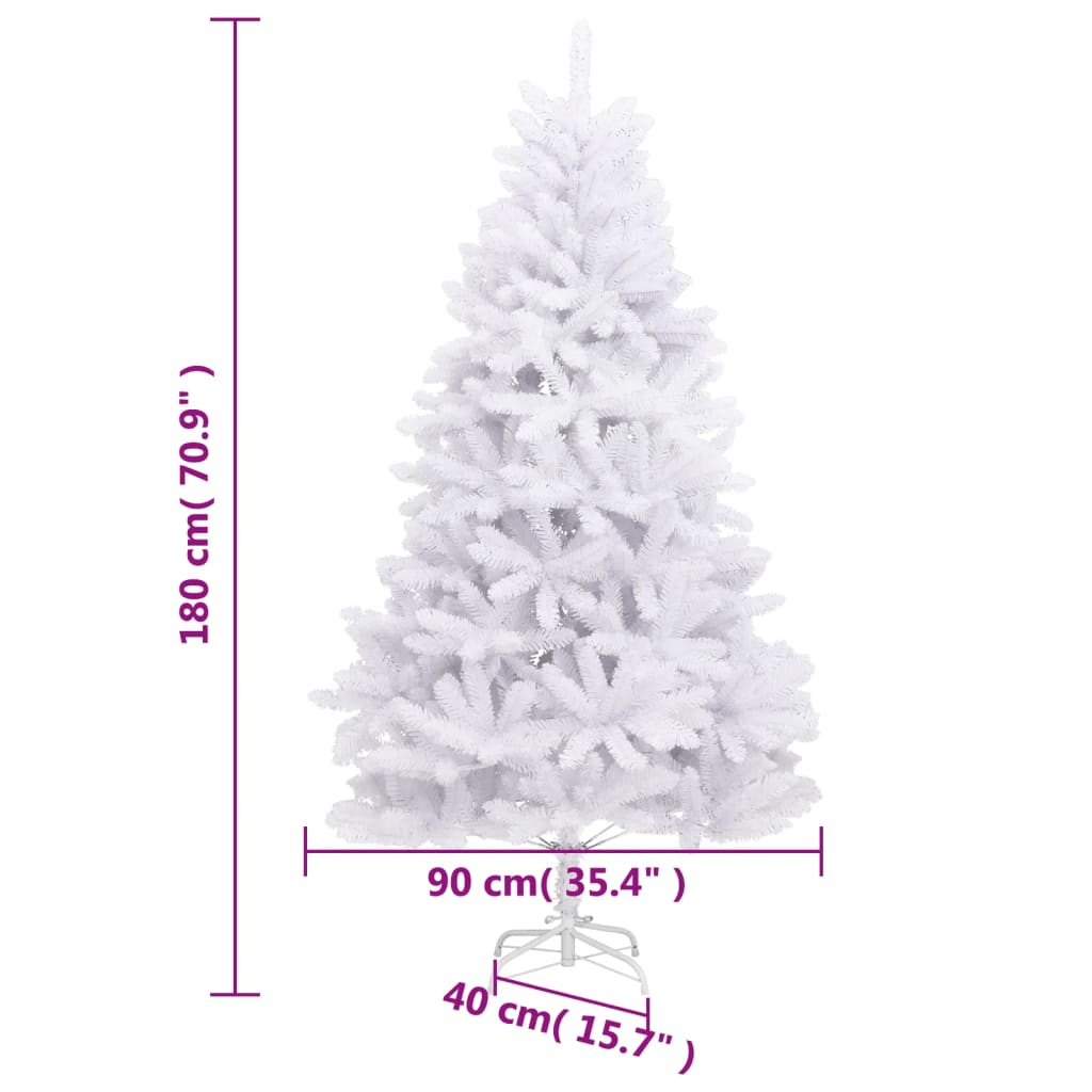 vidaXL Artificial Hinged Christmas Tree with Stand White 180 cm