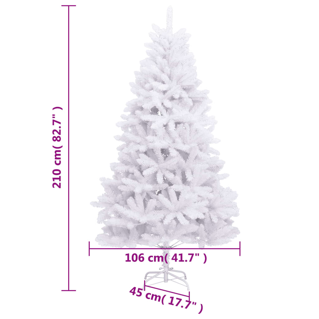 vidaXL Artificial Hinged Christmas Tree with Stand White 210 cm
