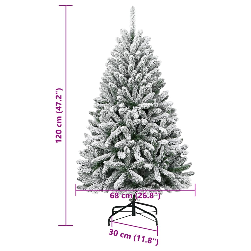 vidaXL Artificial Hinged Christmas Tree with Flocked Snow 120 cm