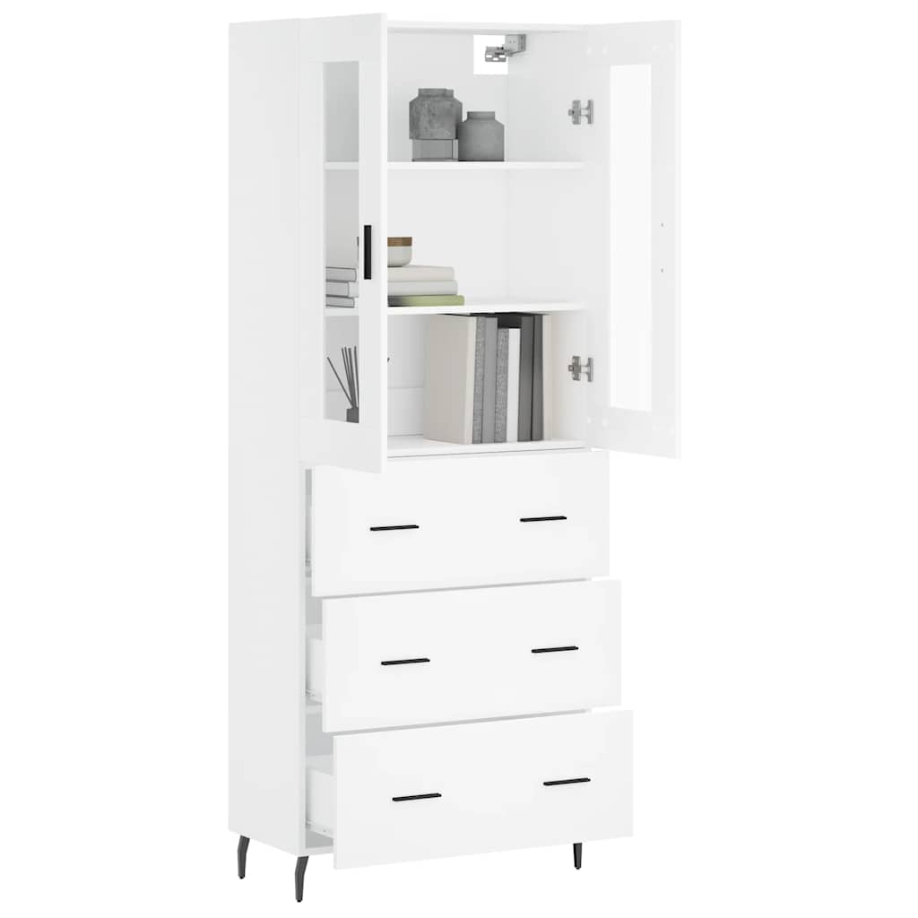 Highboard White 69,5x34x180 cm Engineered Wood