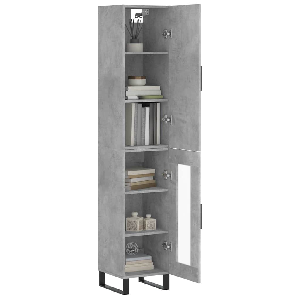 Highboard Concrete Grey 34,5x34x180 cm Engineered Wood