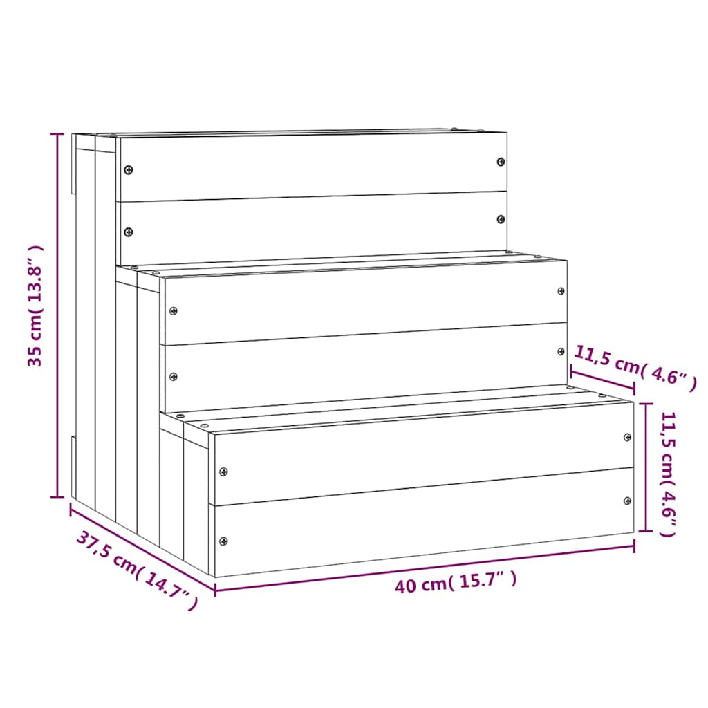 822462 vidaXL Pet Stair White 40x37,5x35 cm Solid Wood Pine
