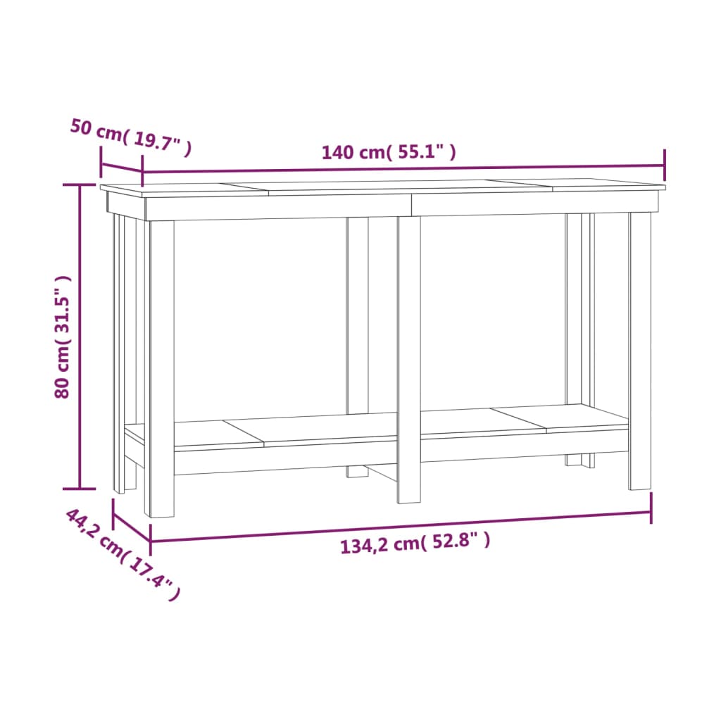 Work Bench White 140x50x80 cm Solid Wood Pine