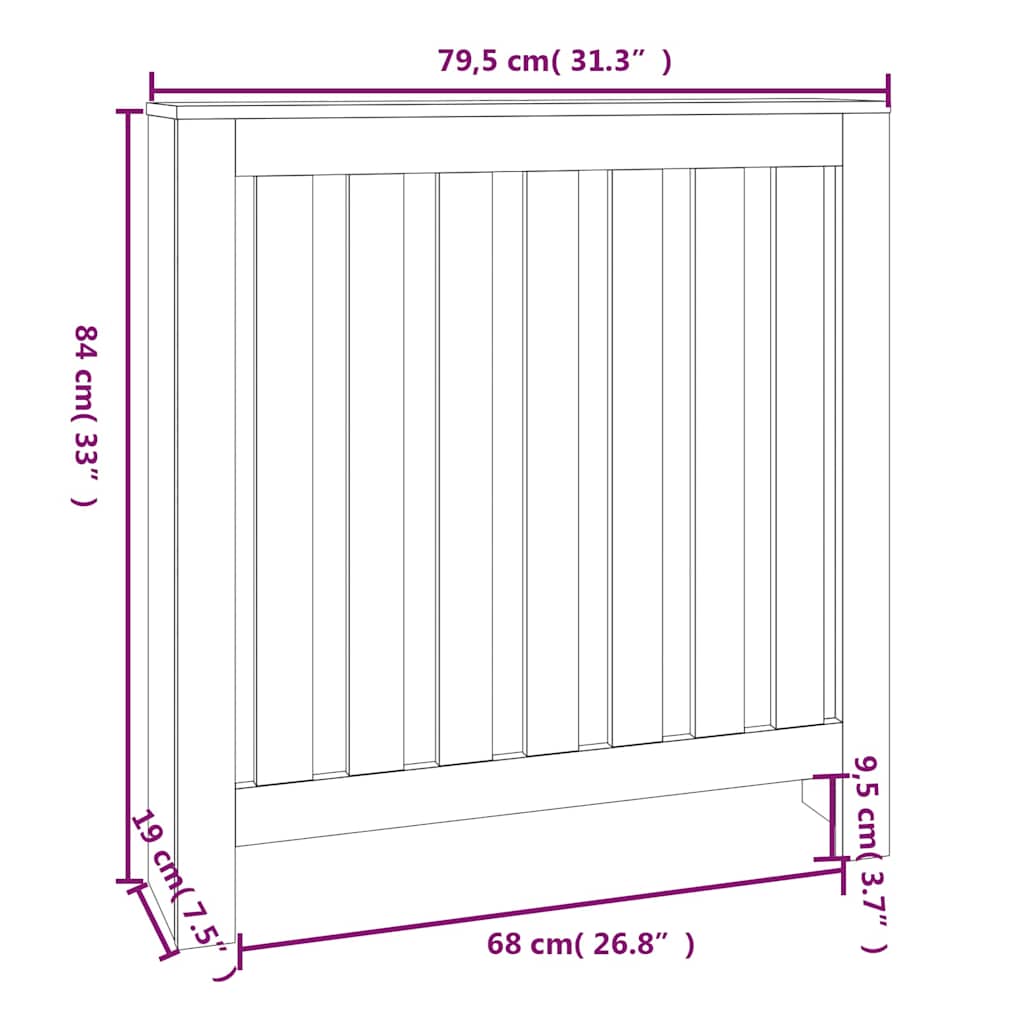 Radiator Cover White 79,5x19x84 cm Solid Wood Pine