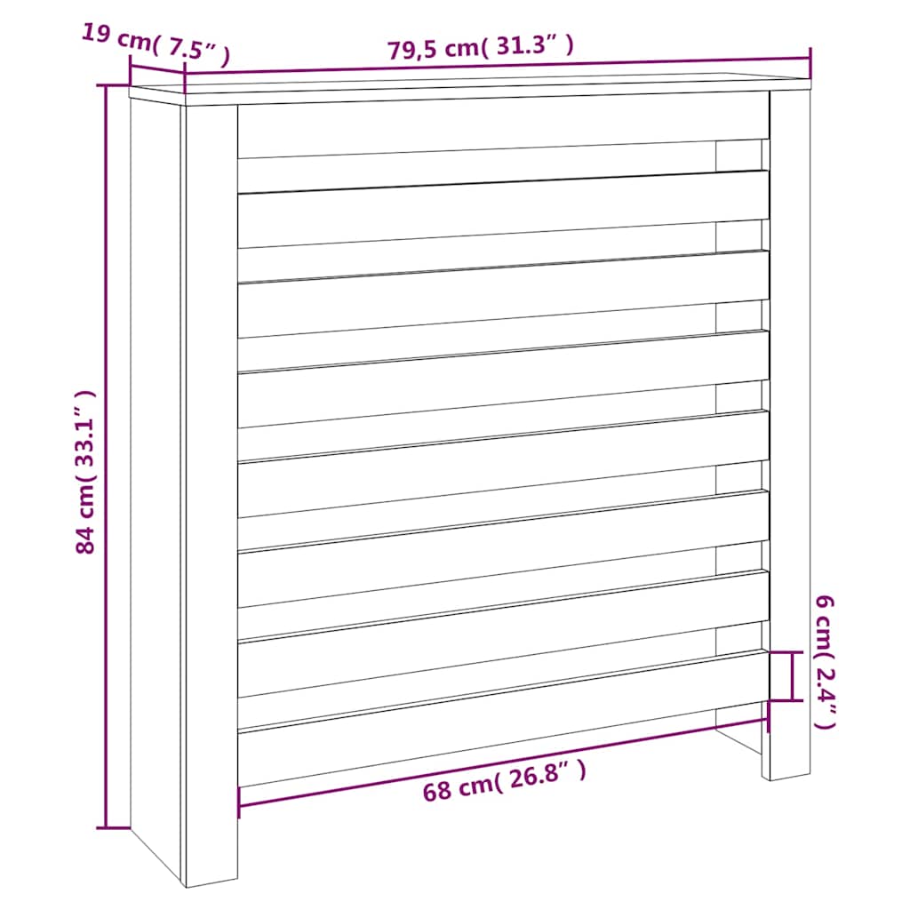 Radiator Cover 79,5x19x84 cm Solid Wood Pine