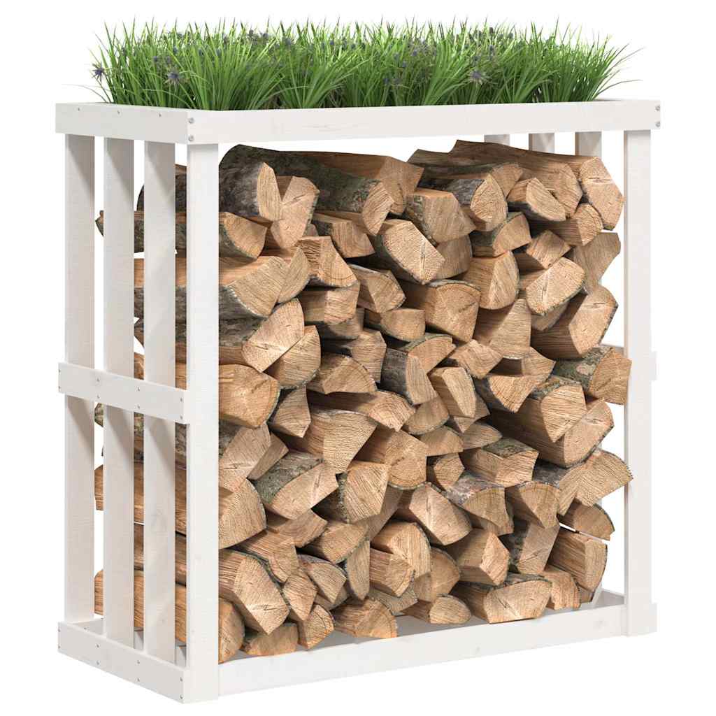 Outdoor Log Holder White 108x52x106 cm Solid Wood Pine