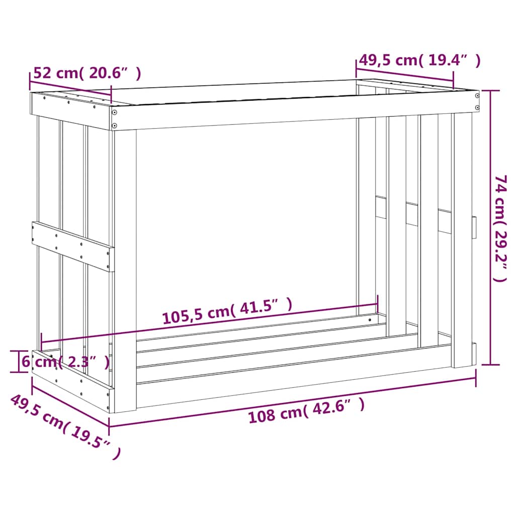 Outdoor Log Holder White 108x52x74 cm Solid Wood Pine