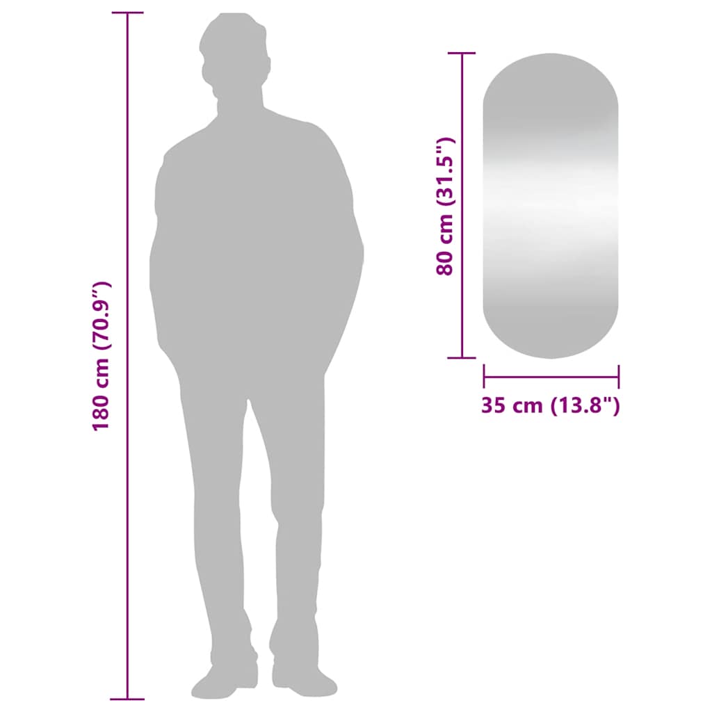 Wall Mirror | Transparent | Glass | 35 x 80 cm | Wall mounting