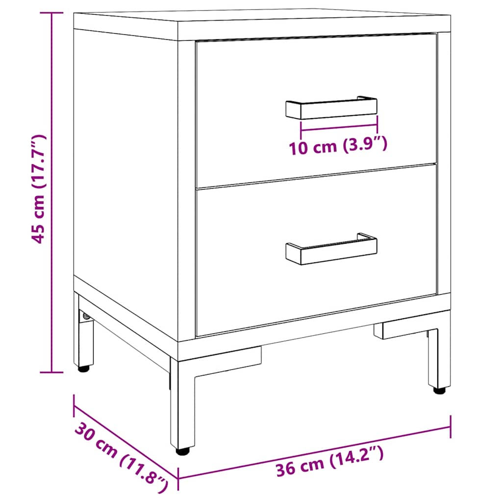 3120339 vidaXL Bedside Cabinets 2 pcs Black 36x30x45 cm Solid Wood Pine