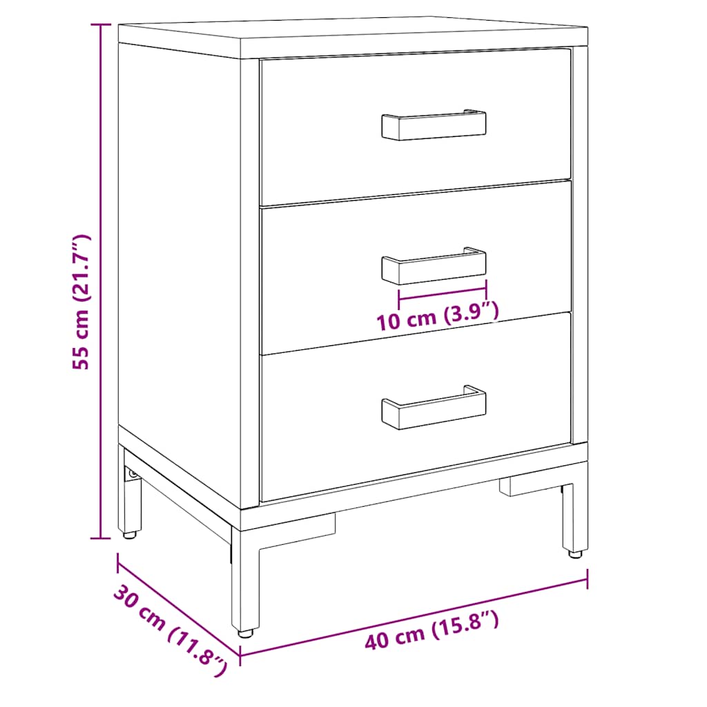 Bedside Cabinets 2 pcs Black 40x30x55 cm Solid Wood Pine
