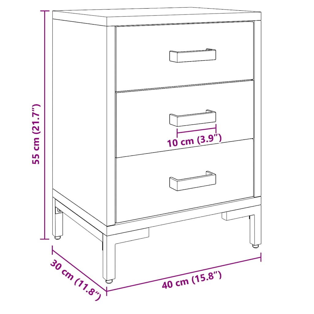 3120341 vidaXL Bedside Cabinets 2 pcs Black 40x30x55 cm Solid Wood Pine