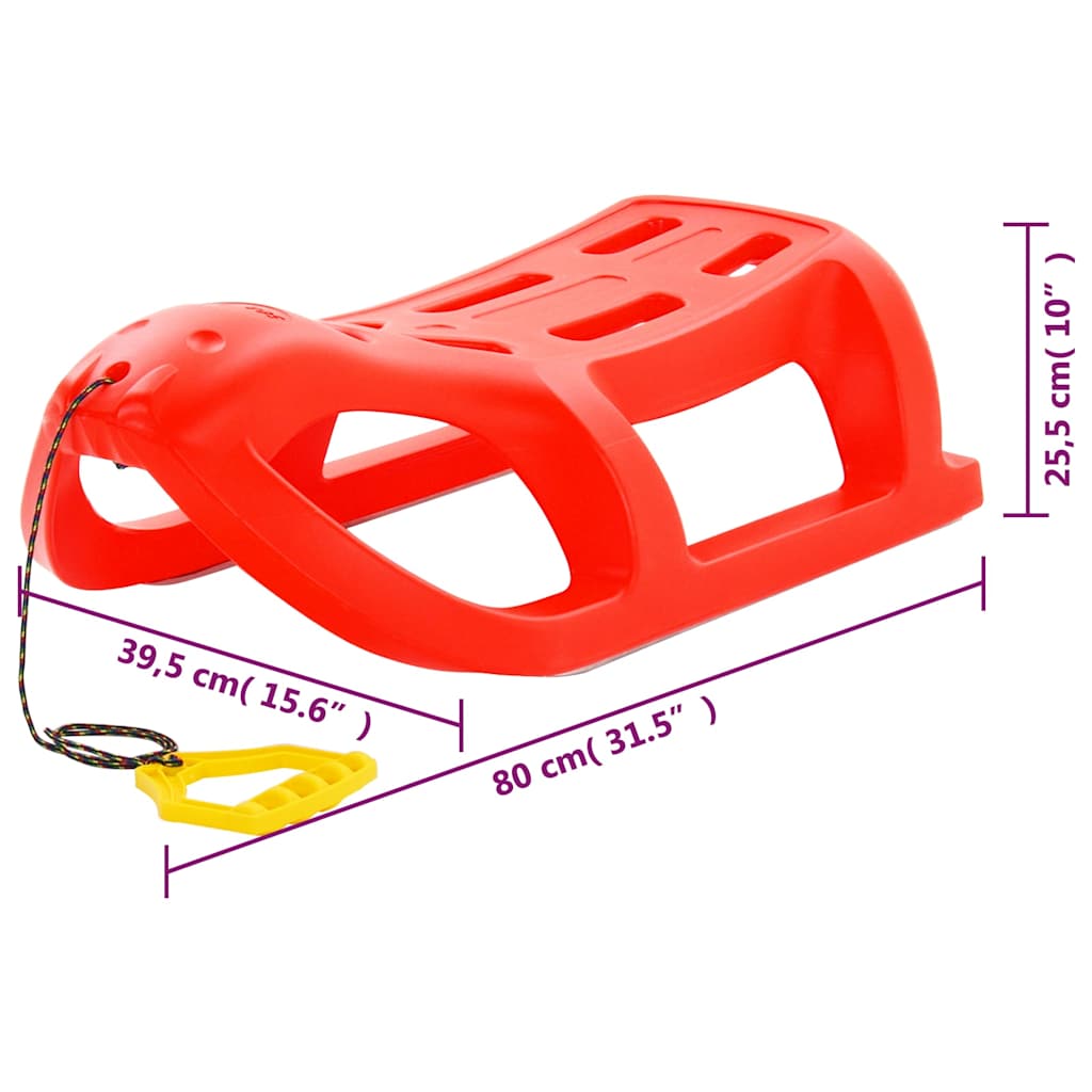93717 vidaXL Sledge Red 80x39,5x25,5 cm Polypropylene
