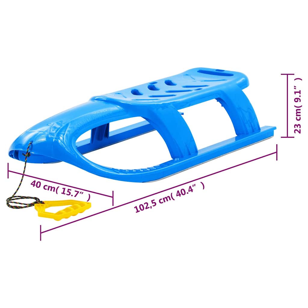 93718 vidaXL Sledge for Children Blue 102,5x40x23 cm Polypropylene