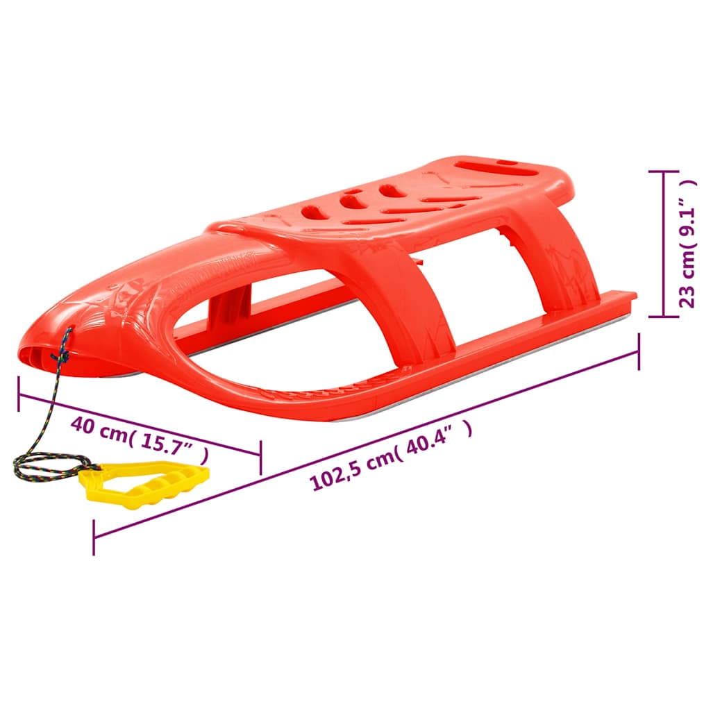 93719 vidaXL Sledge for Children Red 102,5x40x23 cm Polypropylene