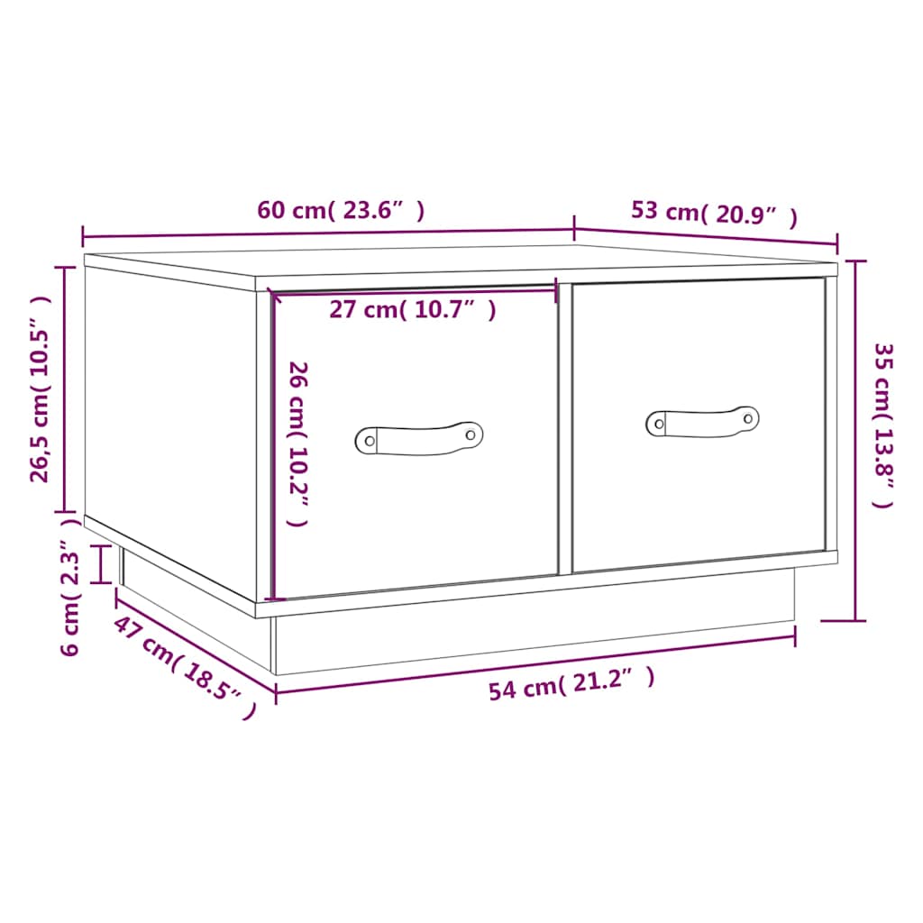 Coffee Table Honey Brown 60x53x35 cm Solid Wood Pine