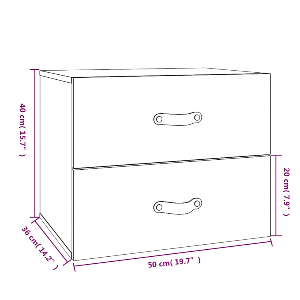 Wall-mounted Bedside Cabinet Black 50x36x40 cm