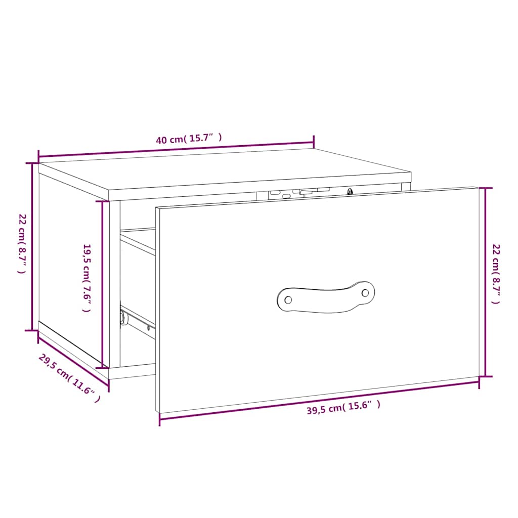 Wall-mounted Bedside Cabinet White 40x29,5x22 cm