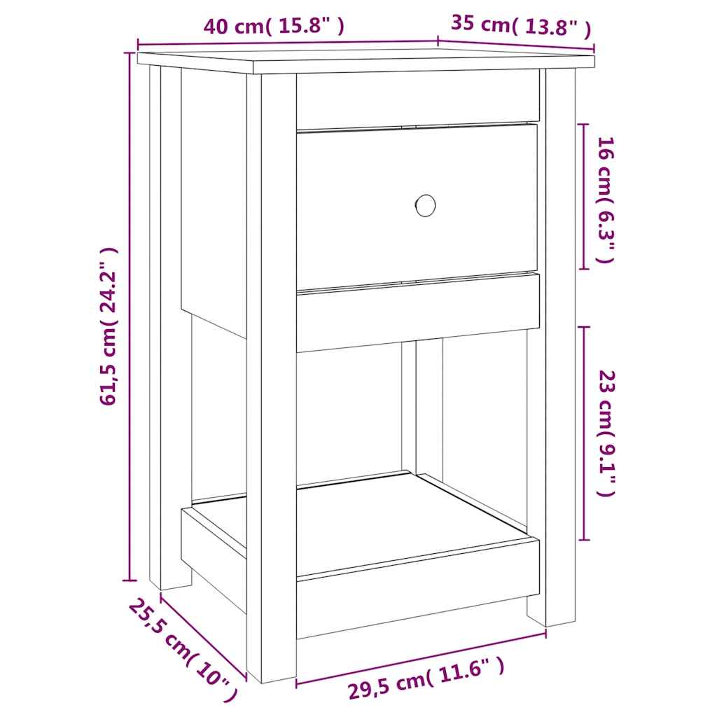 Bedside Cabinets 2 pcs White 40x35x61,5 cm Solid Wood Pine