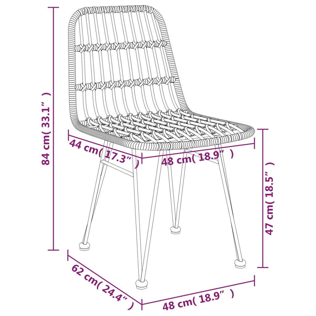Garden Chair | Set of 2 | Black | Steel, polyethylene with a rattan look