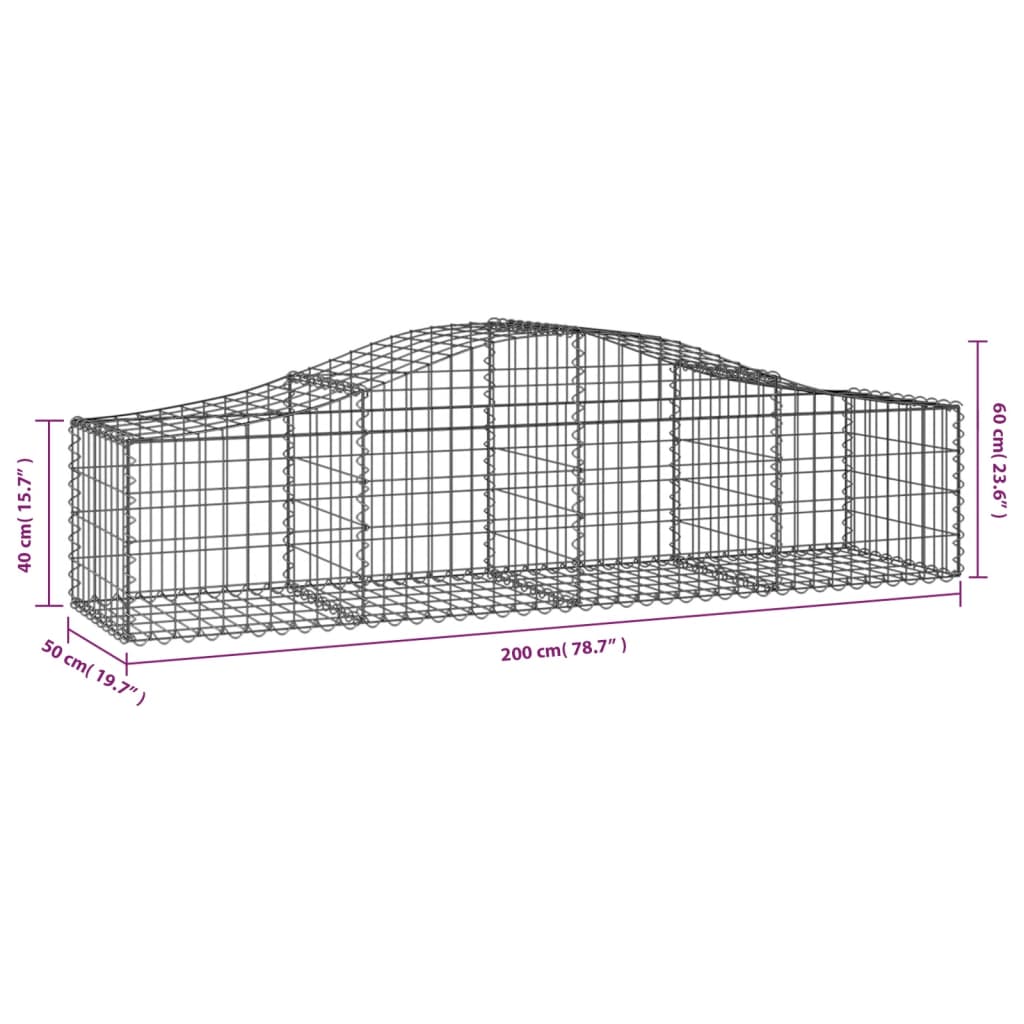 Arched Gabion Baskets 6 pcs 200x50x40/60 cm Galvanised Iron