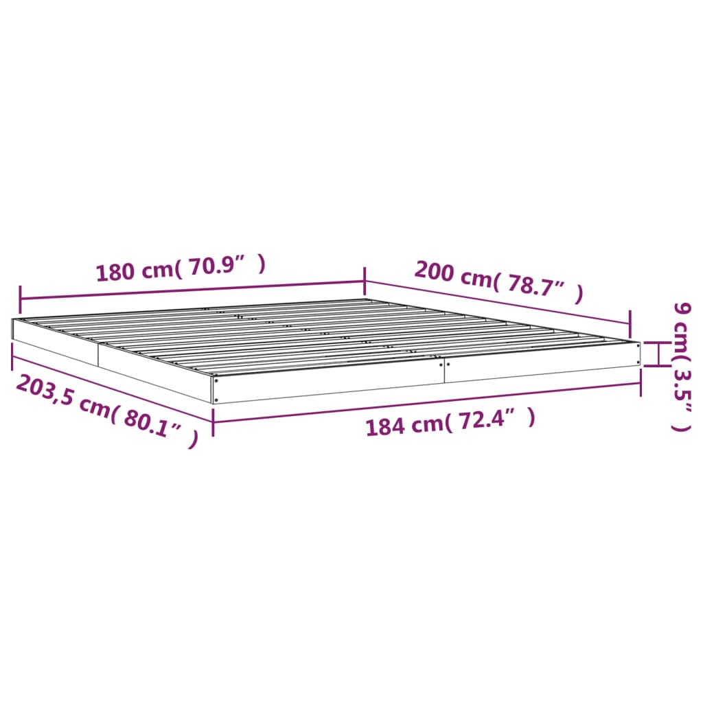 Bed Frame without Mattress White 180x200 cm Super King Solid Wood Pine