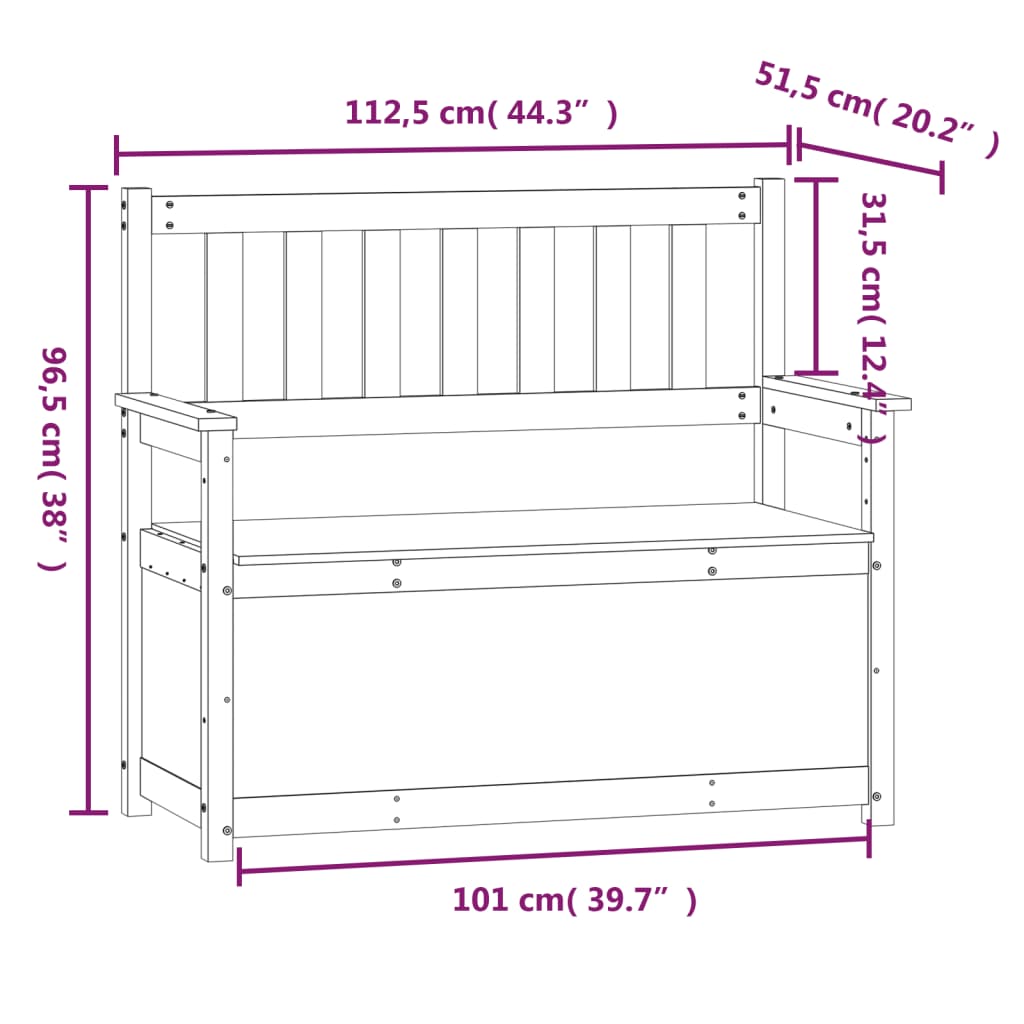 Bench 112,5x51,5x96,5 cm Solid Wood Pine