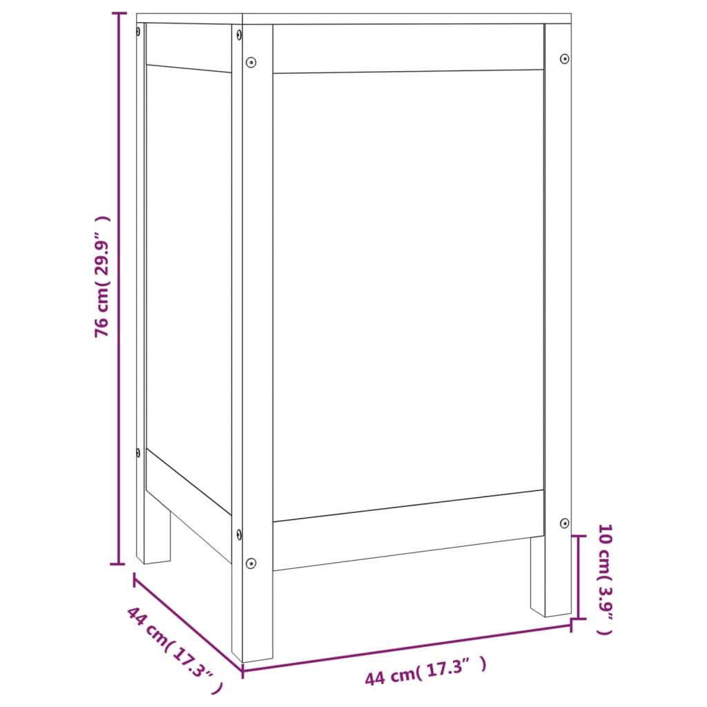 Laundry Box Honey Brown 44x44x76 cm Solid Wood Pine